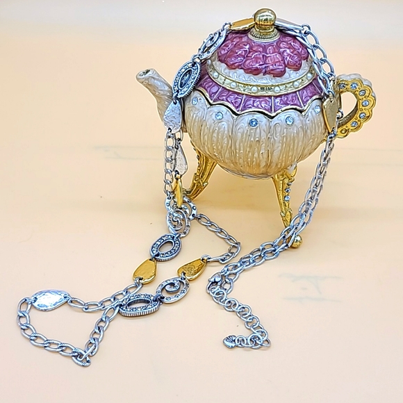 Brighton "MELANGE" XL Layering Necklace w Hammered Two Tone Finishes & Crystals! - Picture 7 of 11